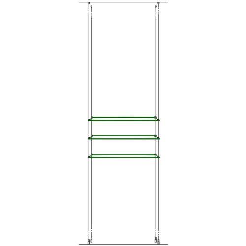 3x 618x330mm toughened glass shelves on wires